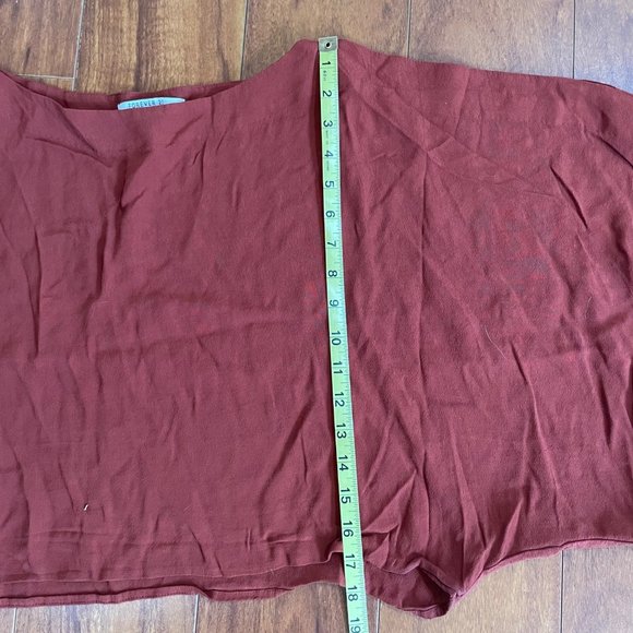 Forever 21 Boho Bat Wing Cold Shoulder Sleeves Rust Cropped Top Blouse Size M - Picture 9 of 12